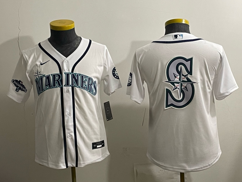 youth 2026 Seattle Mariners blank white Nike MLB Jersey 004